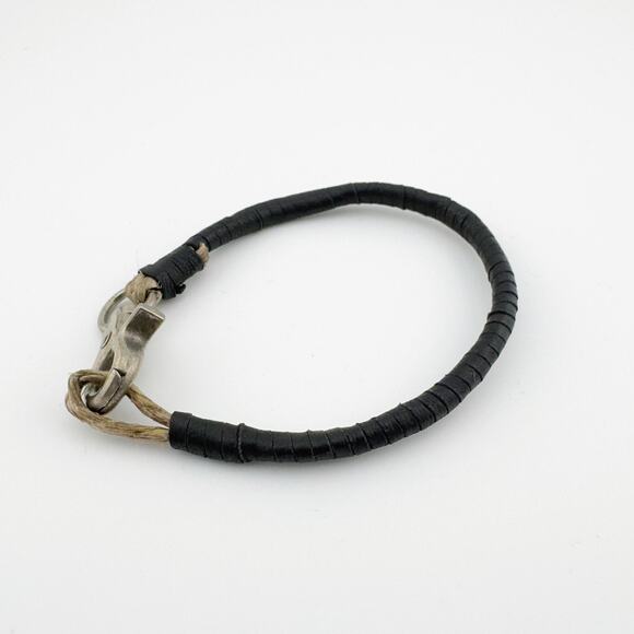 Handcrafted Nautical Rope Bracelet Leather Wrapped Silver Clasp Rustic Design - Picture 2 of 8